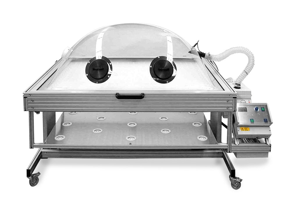 Unterdrucktisch-beleuchtet-HaubeGross suction low pressure table